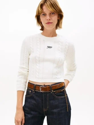Jersey de punto trenzado con logotipo de Tommy Jeans