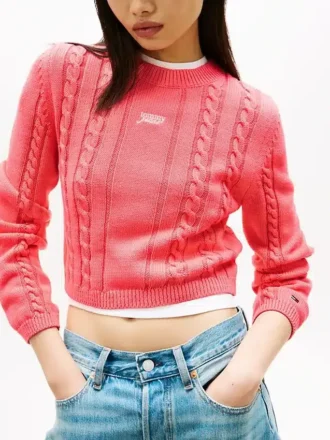 Jersey de punto trenzado con logotipo de Tommy Jeans