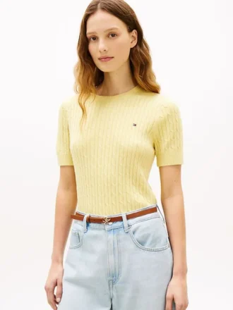 Jersey de punto trenzado de manga corta
