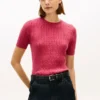 Jersey de punto trenzado de manga corta