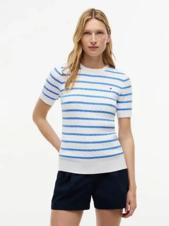 Jersey de punto trenzado de manga corta