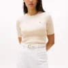 Jersey de punto trenzado de manga corta