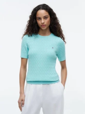 Jersey de punto trenzado de manga corta