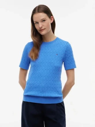 Jersey de punto trenzado de manga corta