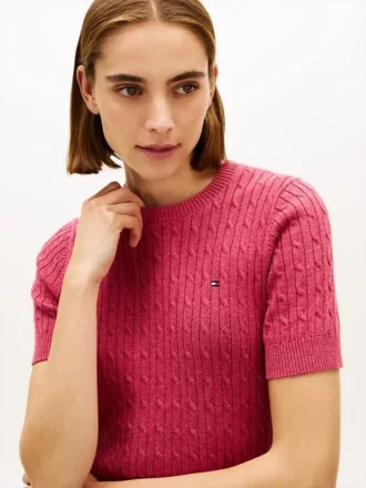 Jersey de punto trenzado de manga corta