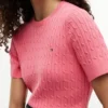 Jersey de punto trenzado de manga corta Jersey de punto trenzado de manga corta