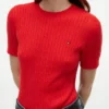 Jersey de punto trenzado de manga corta
