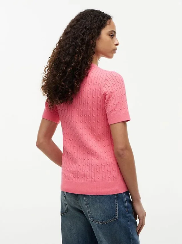 Jersey de punto trenzado de manga corta Jersey de punto trenzado de manga corta
