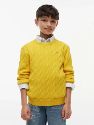 Jersey de punto trenzado para niña