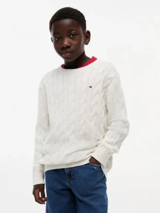 Jersey de punto trenzado para niña