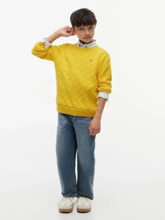 Jersey de punto trenzado para niña