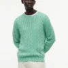 Jersey de punto trenzado teñido en prenda