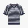 Jersey Henley de manga corta con rayas y punto trenzado