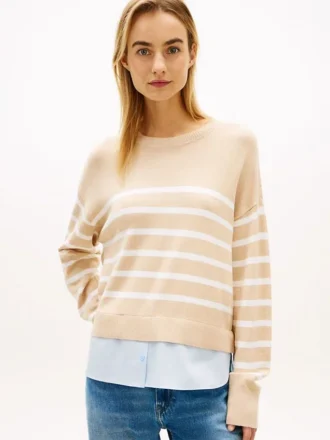 Jersey ligero a rayas con efecto de capas