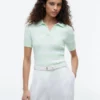 Jersey polo de punto trenzado a rayas