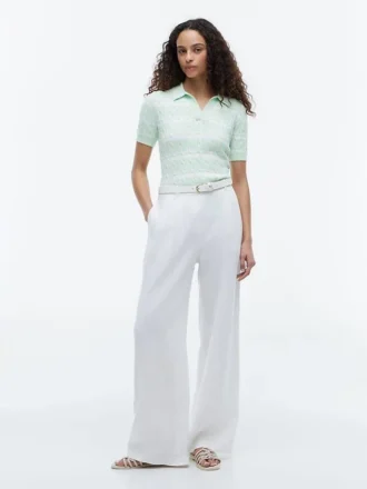 Jersey polo de punto trenzado a rayas