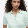 Jersey polo de punto trenzado a rayas