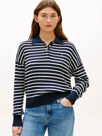 Jersey polo de punto trenzado de corte holgado