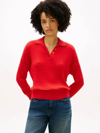 Jersey polo de punto trenzado de corte holgado