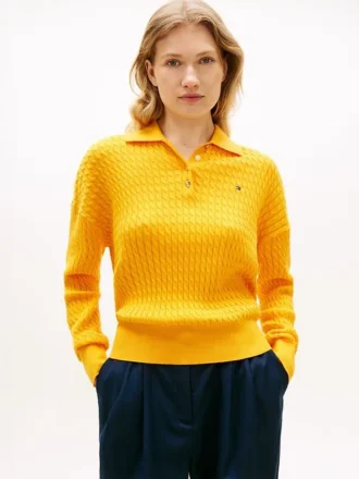 Jersey polo de punto trenzado de corte holgado