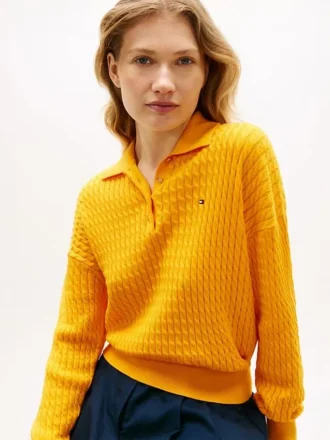 Jersey polo de punto trenzado de corte holgado