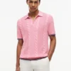 Jersey polo de punto trenzado de manga corta