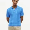 Jersey polo de punto trenzado de manga corta