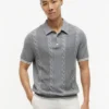 Jersey polo de punto trenzado de manga corta