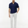 Jersey polo de punto trenzado de manga corta