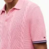 Jersey polo de punto trenzado de manga corta