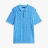 Jersey polo de punto trenzado de manga corta
