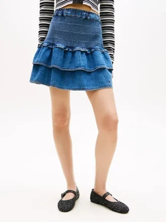 Minifalda de cambray con volantes de Tommy Jeans