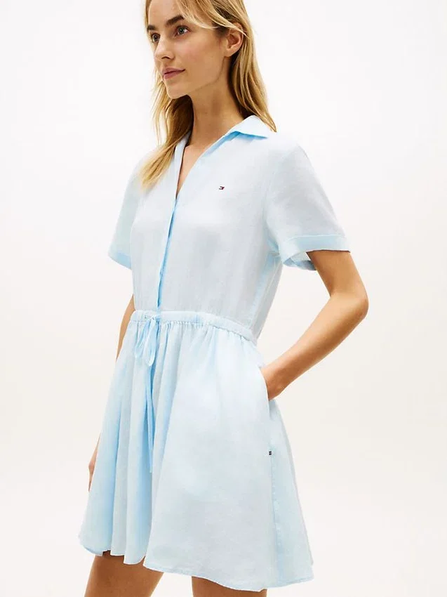 Minivestido camisero de lino Minivestido camisero de lino