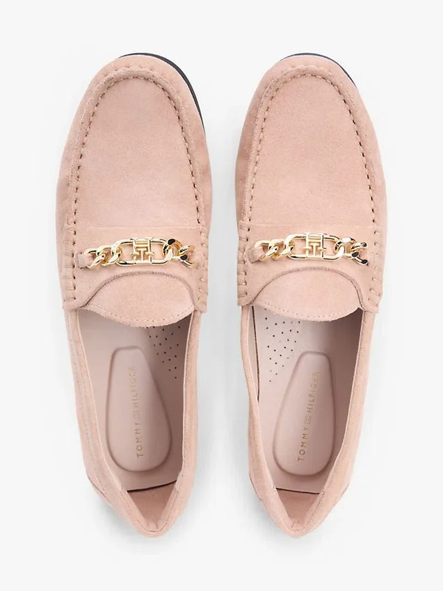 Mocasines de ante con eslabones de cadena Mocasines de ante con eslabones de cadena