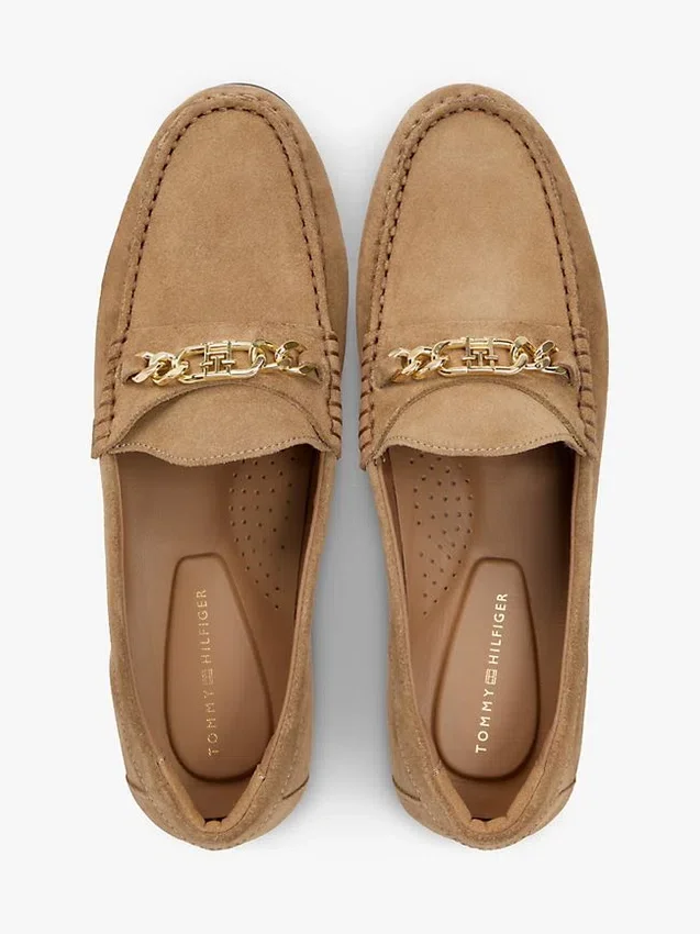 Mocasines de ante con eslabones de cadena Mocasines de ante con eslabones de cadena