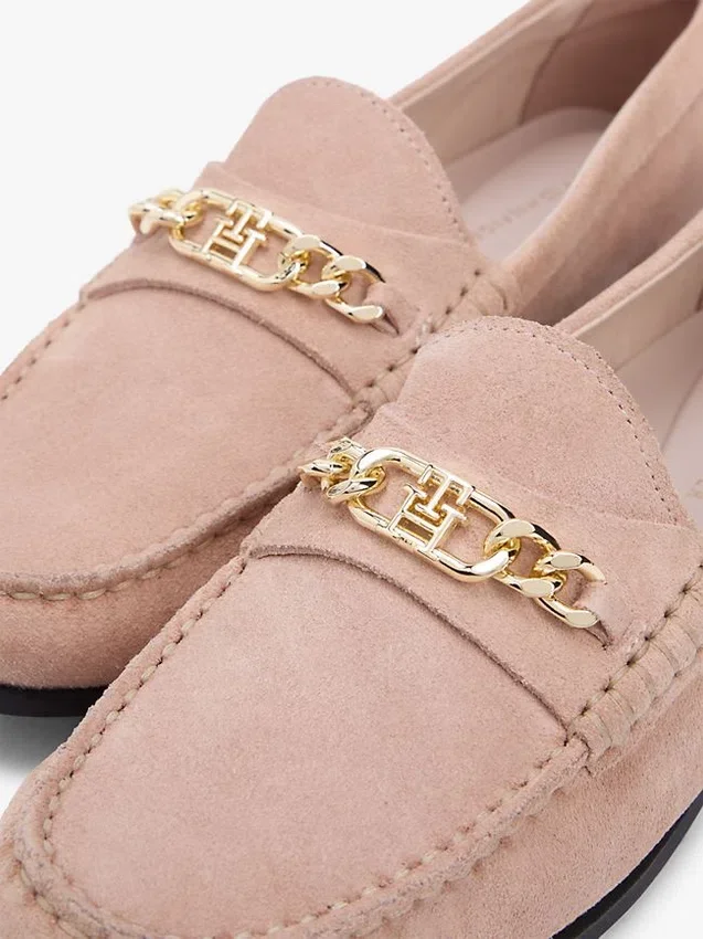 Mocasines de ante con eslabones de cadena Mocasines de ante con eslabones de cadena