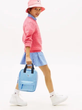 Mochila de lona a rayas para niña