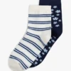 Pack de 2 pares de calcetines de pantalón con estampado floral y rayas Pack de 2 pares de calcetines de pantalón con estampado floral y rayas