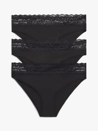 Pack de 3 braguitas bikini con ribete de encaje