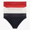 Pack de 3 braguitas bikini con ribete de encaje