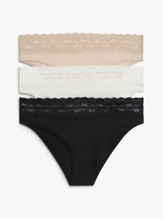 Pack de 3 braguitas de bikini con ribete de encaje