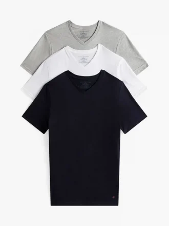 Pack de 3 camisetas interiores de algodón clásicas con cuello en V