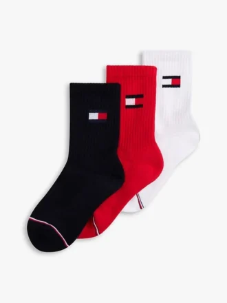 Pack de 3 pares de calcetines de cuello redondo con el logotipo de la bandera para niños