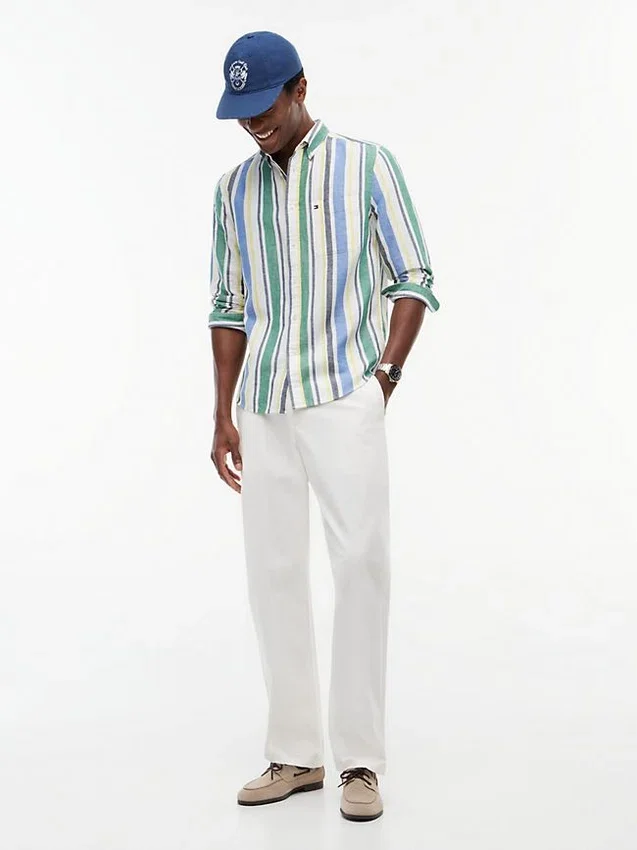 Pantalón chino elástico teñido en prenda de la línea New York Label Pantalón chino elástico teñido en prenda de la línea New York Label