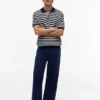 Pantalón chino utilitario de mezcla de algodón y lino