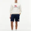 Pantalón corto de chándal de corte regular con logotipo de bandera ondulada