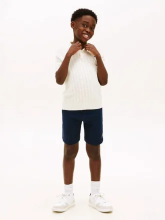 Pantalón corto de chándal de pierna ancha con logotipo Hilfiger para niño