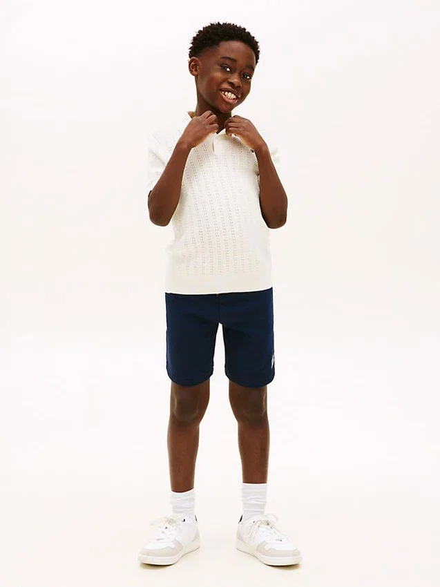 Pantalón corto de chándal de pierna ancha con logotipo Hilfiger para niño Pantalón corto de chándal de pierna ancha con logotipo Hilfiger para niño