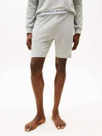 Pantalón corto de dormir de piqué con logotipo de Hilfiger de 20 cm