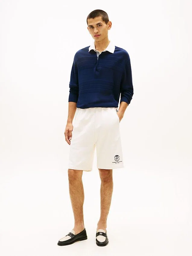 Pantalón corto de felpa con monograma Pantalón corto de felpa con monograma